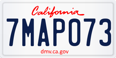 CA license plate 7MAP073