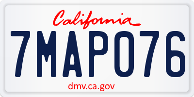 CA license plate 7MAP076