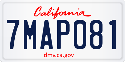 CA license plate 7MAP081