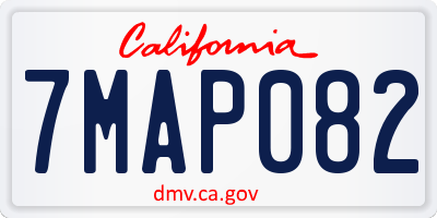 CA license plate 7MAP082