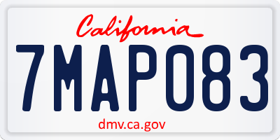 CA license plate 7MAP083