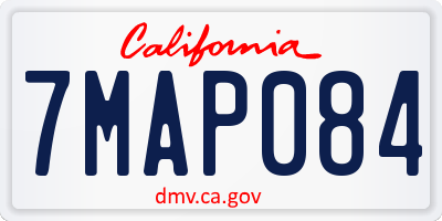 CA license plate 7MAP084