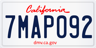 CA license plate 7MAP092
