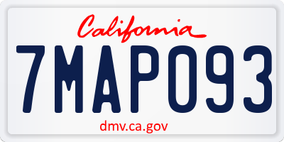 CA license plate 7MAP093