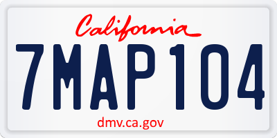 CA license plate 7MAP104
