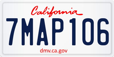 CA license plate 7MAP106