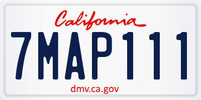 CA license plate 7MAP111