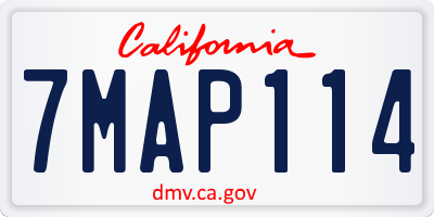 CA license plate 7MAP114