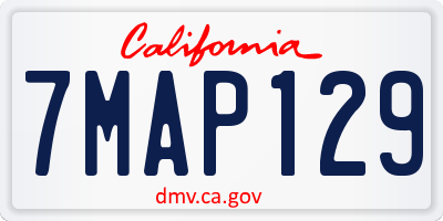 CA license plate 7MAP129