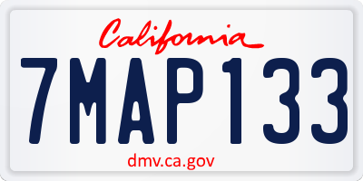 CA license plate 7MAP133