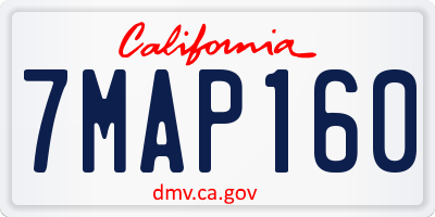 CA license plate 7MAP160