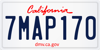 CA license plate 7MAP170