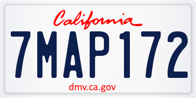 CA license plate 7MAP172