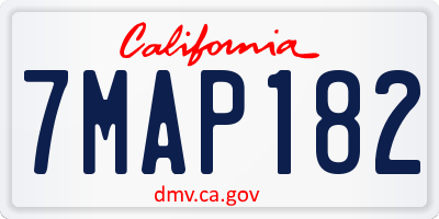 CA license plate 7MAP182