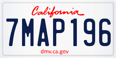 CA license plate 7MAP196