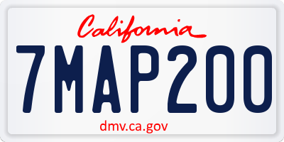 CA license plate 7MAP200