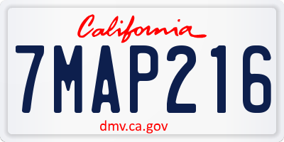 CA license plate 7MAP216