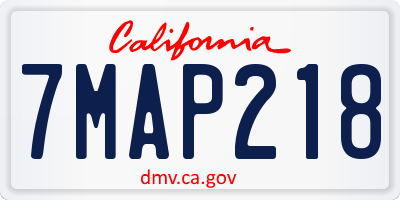 CA license plate 7MAP218
