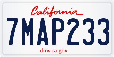 CA license plate 7MAP233