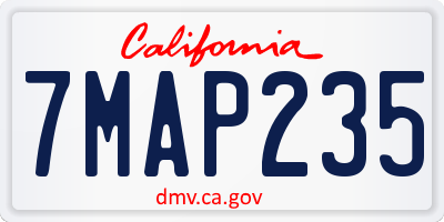 CA license plate 7MAP235