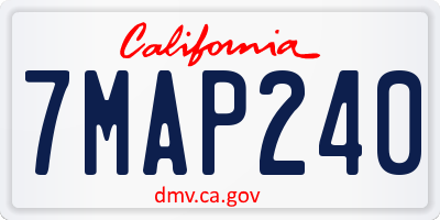 CA license plate 7MAP240