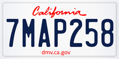 CA license plate 7MAP258