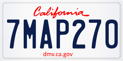 CA license plate 7MAP270
