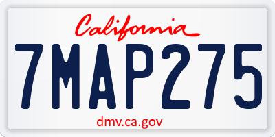 CA license plate 7MAP275