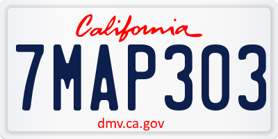 CA license plate 7MAP303