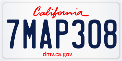 CA license plate 7MAP308