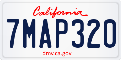 CA license plate 7MAP320