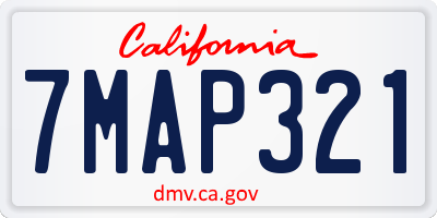 CA license plate 7MAP321