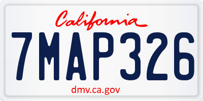 CA license plate 7MAP326