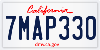 CA license plate 7MAP330