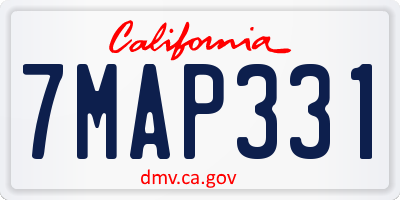 CA license plate 7MAP331