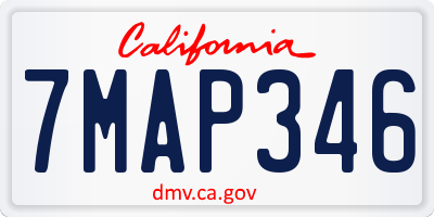 CA license plate 7MAP346