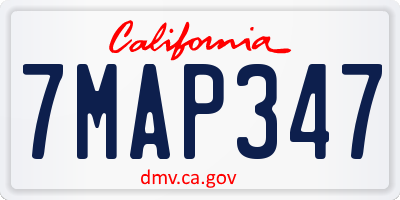 CA license plate 7MAP347