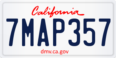 CA license plate 7MAP357