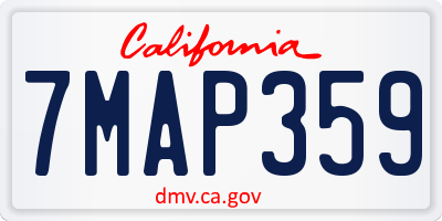 CA license plate 7MAP359