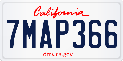 CA license plate 7MAP366