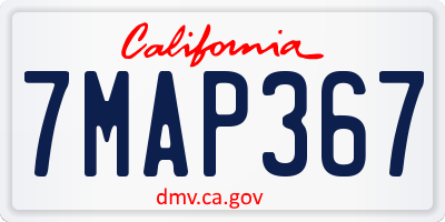 CA license plate 7MAP367