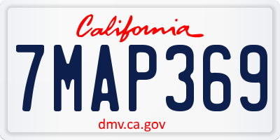 CA license plate 7MAP369