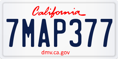 CA license plate 7MAP377