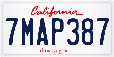 CA license plate 7MAP387
