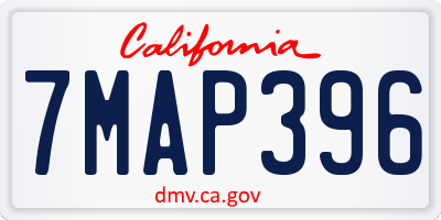 CA license plate 7MAP396