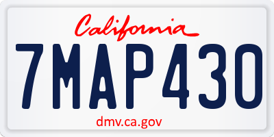 CA license plate 7MAP430