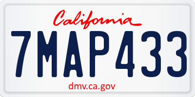 CA license plate 7MAP433