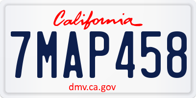 CA license plate 7MAP458