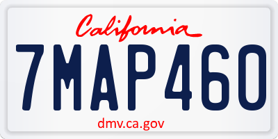 CA license plate 7MAP460