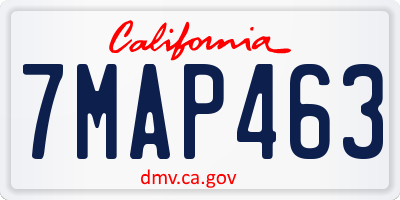 CA license plate 7MAP463